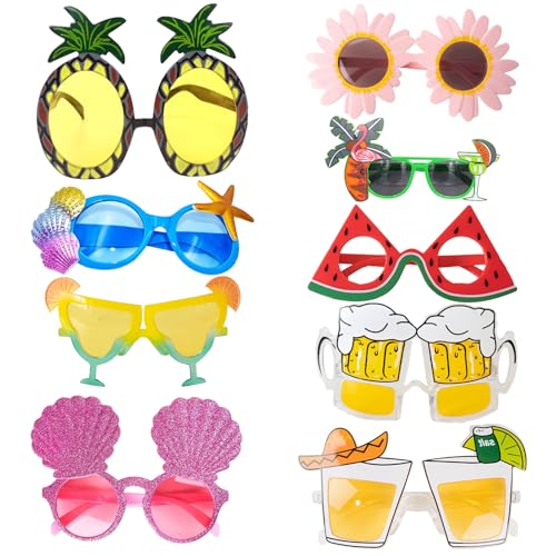 9pcs Neuheit Brille Hawaii Stil Gläser Verschiedene Aussehen Sonnenbrillen Strand Party Brille Pool Party Geburtstag Party Bierparty Kostüm Party Hawaii Thema Party Requisiten Party Lustiger Stil von cadelon