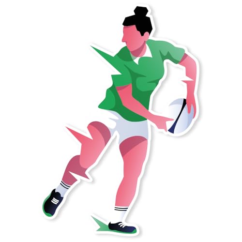 Cadox Rugby-Sticker für Damen, Sport-Aufkleber, vorgeschnitten auf weißem Vinyl, UV- und waschbeständig, für Telefon, Laptop, Hefte, Fenster, 95 x 125 mm Cadox Rugby-Sticker für Damen, Sport-Aufkleber, vorgeschnitten auf weißem Vinyl, UV- und waschbeständig, für Telefon, Laptop, Hefte, Fenster, 95 x 125 mm von cadox
