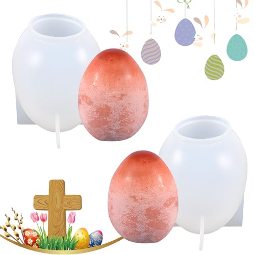 2 Stück Silikonform Ei,3D Ei Silikon Fondantform,Eilikonform Osterei,Silikon-Ostereier-Epoxidharz-Formen,für DIY Seife, Kerzen,Aromatherapie Kerze von cailiya