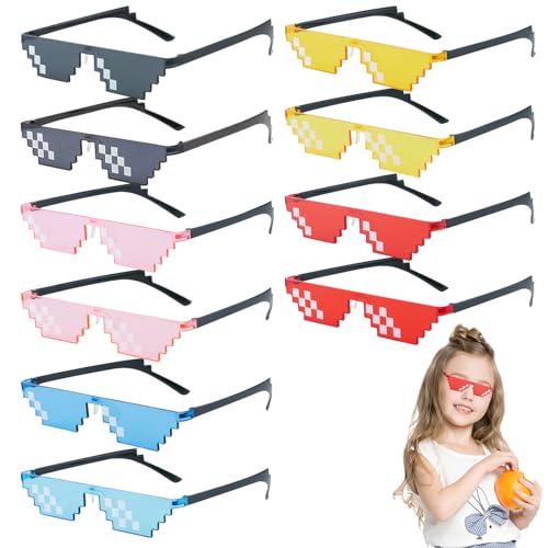 cailiya 10 Stück Pixel Sonnenbrille,Mosaik Brille,Mosaik Sonnenbrille,Pixelbrille Sonnenbrille,Party Mosaik Brille für Karneval Verkleidungen Party Dekoration Brille,5 Farben von cailiya