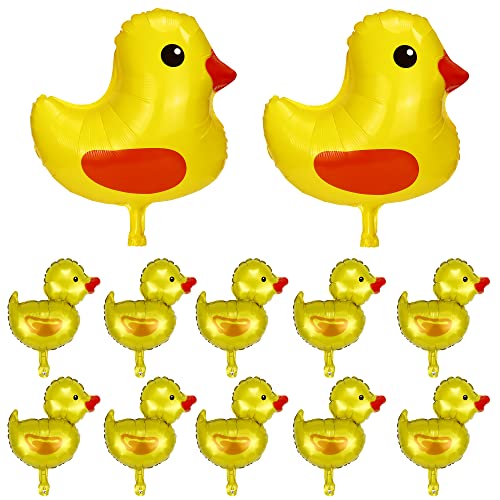 2Pcs große Größe Ente Ballons und 10Pcs Mini Enten Form Folie Ballon Ente Party Dekorationen Bauernhof Tier Thema Ballon Dekor Gelb Tiny Ducky Girlande Partyzubehör für Kinder Geburtstag Baby Dusche von cakefly