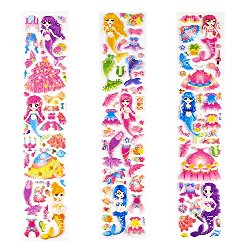 Meerjungfrauen Nixen Gel-Sticker DIY 118 Teilig Kindergeburtstag Mottoparty Mitgebsel mit Palandi® Sticker von cama24com