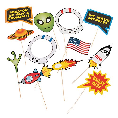 cama24com Astronauten Alien Weltraum Foto-Requisiten 12 Stück Space Kindergeburtstag Deko mit Palandi® Sticker von cama24com