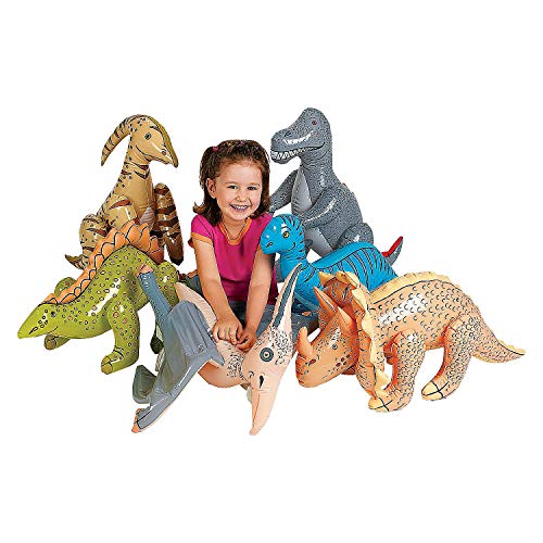 cama24com Dinosaurier aufblasbar 6 Verschiedene Dinos für Kinder als aufblasbare Partydekoration mit Palandi® Sticker von cama24com