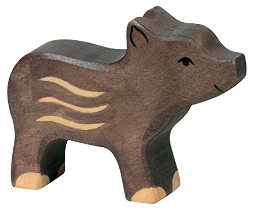 cama24com Frischling Wildschwein Holzfigur Holzspielzeug von Holztiger mit Palandi® Sticker von cama24com