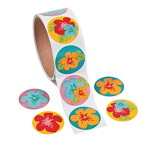 cama24com Hibiskus Blüten Blumen Aufkleber Sticker 100 Stück Mitgebsel Mottoparty mit Palandi® Sticker von cama24com