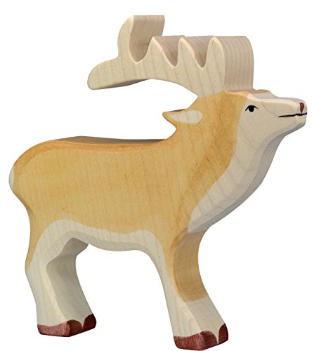 cama24com Hirsch Holzfigur Holzspielzeug von Holztiger mit Palandi® Sticker von cama24com