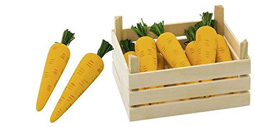 cama24com Holz-Möhren Karotten mit Gemüsekiste für Kaufmannsladen Holzküche Holzkinderküche mit Palandi® Sticker von cama24com
