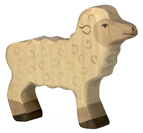 cama24com Lamm weiß Bauernhof Holzfigur Holzspielzeug von Holztiger mit Palandi® Sticker von cama24com