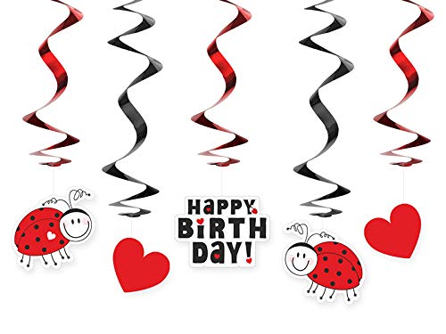 cama24com Marienkäfer Happy Birthday Swirl Händedeko 5 Stück Party-Dekoration Deko mit Palandi® Sticker von cama24com