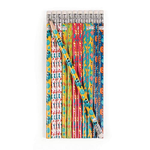 cama24com Meerestiere Bleistifte mit Radiergummi 12 Stück Mitgebsel Kindergeburtstag mit Palandi® Sticker von cama24com