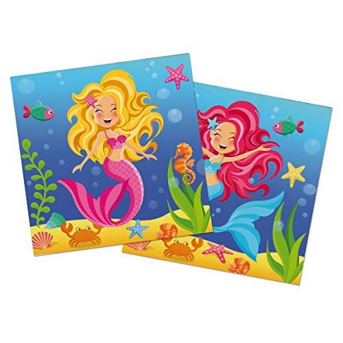 cama24com Meerjungfrauen Nixen Papier-Servietten 20 Stück Kindergeburtstag Mottoparty Deko mit Palandi® Sticker von cama24com
