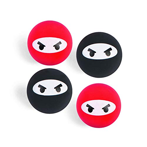 cama24com Ninja Gummibälle in Rot und Schwarz Mitgebsel Give-Awy für den Kindergeburtstag mit Palandi® Sticker von cama24com