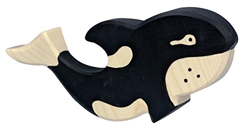 cama24com Orca-Wal Holzfigur Holzspielzeug Meerestiere von Holztiger mit Palandi® Sticker von cama24com