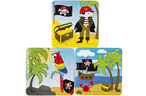 cama24com Piraten Puzzle 3 Stück für die Piratenparty als Mitgebsel Give-Aways zum Kindergeburtstag mit Palandi® Sticker von cama24com