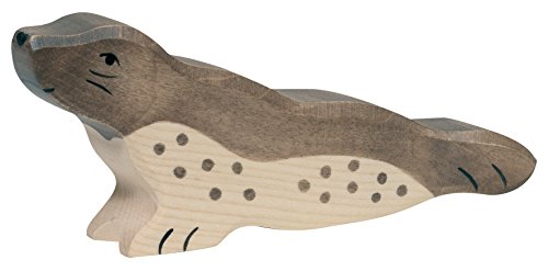 Robbe Seehund Holzfigur Holzspielzeug Meerestiere von Holztiger mit Palandi® Sticker von cama24com