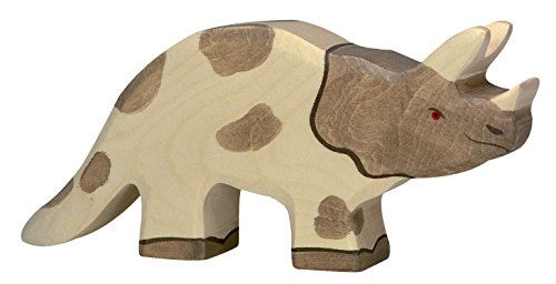 cama24com Triceratops Dinosaurier Dino Holzfigur Holzspielzeug von Holztiger mit Palandi® Sticker von cama24com