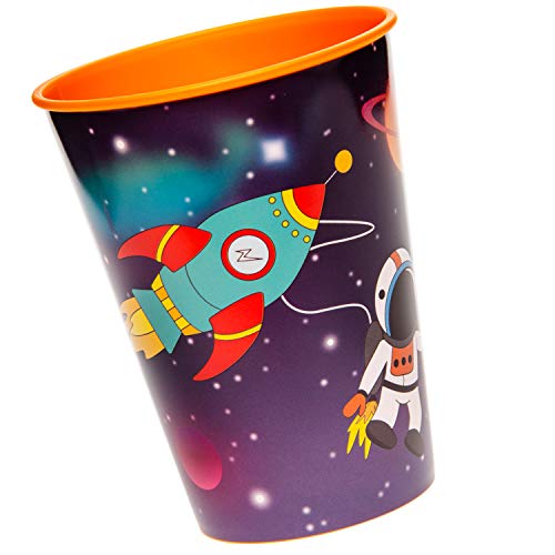 cama24com Weltraum Space Kunststoffbecher 1 Stück Kindergeburtstag Mitgebsel Tischdeko mit Palandi® Sticker von cama24com