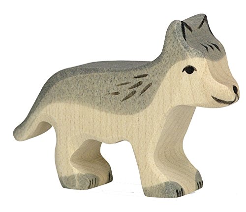 cama24com Wolf klein Holzfigur Holzspielzeug von Holztiger mit Palandi® Sticker von cama24com