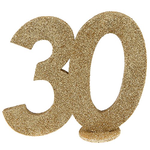 cama24com XXL Tischdeko Zahl 30 Geburtstag Gold Glitzer 1 Stück Party-Deko Palandi® von cama24com