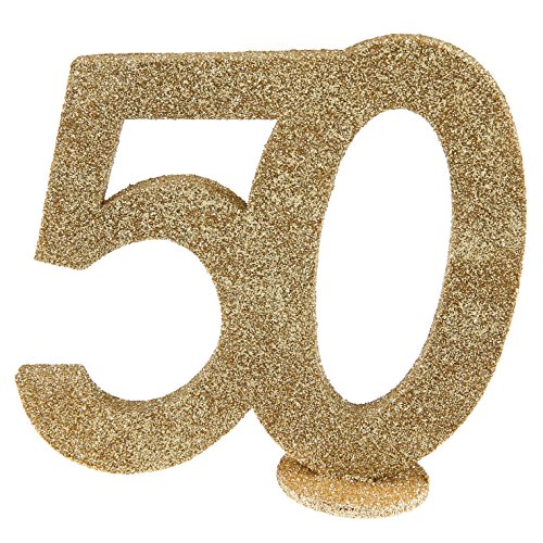 cama24com XXL Tischdeko Zahl 50 Geburtstag Gold Glitzer 1 Stück Party-Deko Palandi® von cama24com