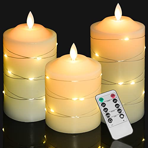 Led Kerzen Mit Timerfunktion Fernbedienung, Flammenlose Kerze 3er Set(10cm, 12cm, 15cm), 300 Stunden Flackernde Flamme aus Elfenbein Echtwachs gefertigt, FüR Esszimmer Schlafzimmer Kirche valentinstag von candlesee
