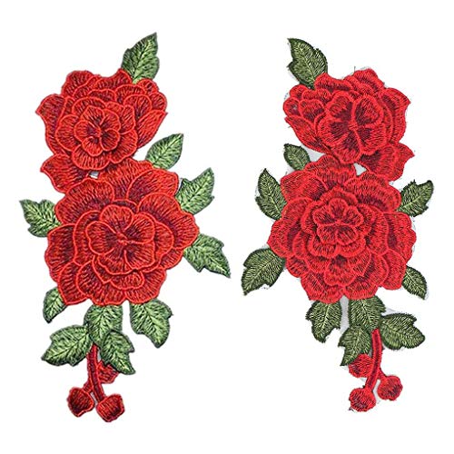Aufnäher mit Rosenpaste, bestickt, Ornamente, Blumen-Applikation für Kleidung, Abzeichen, Nähstoff, Applikation, Zubehör, 2 Stück Aufnäher mit Rosenpaste, bestickt, Ornamente, Blumen-Applikation für Kleidung, Abzeichen, Nähstoff, Applikation, Zubehör, 2 Stück von canjoyn