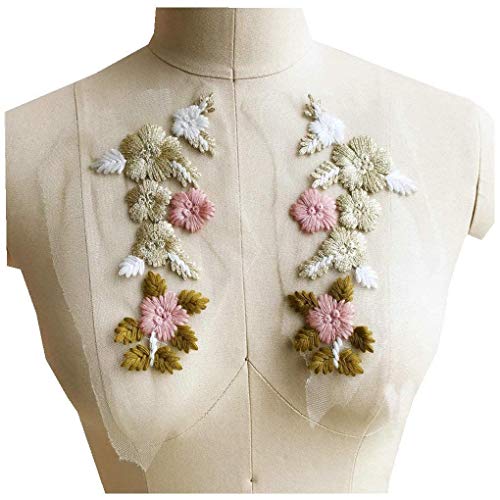 Bunte Blumen bestickt Nähen goldener Faden Hochzeit Bühnenkleid Spitze Patches Braut Schmuck Applikation Scrapbooking Abzeichen von canjoyn