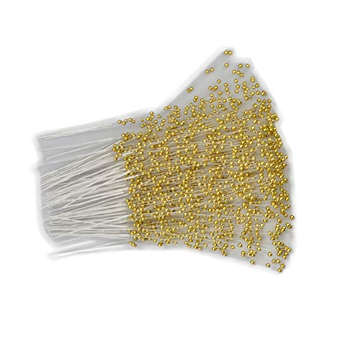 canjoyn 100 Stiele Perlen Stäbe Perlen auf Draht Stiele für DIY Girlande Braut Hochzeit Perlenstrauß Home Party Decor Handwerk (Golden) von canjoyn