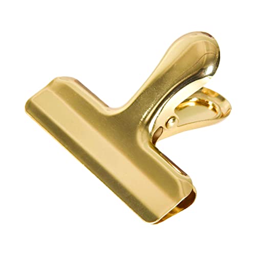 caralin Große Büroklammer, Edelstahl, bunte Scharnierklammern, Bürobedarf, für Quittungen, Dokumente, Lebensmittelbeutel, Gold von caralin