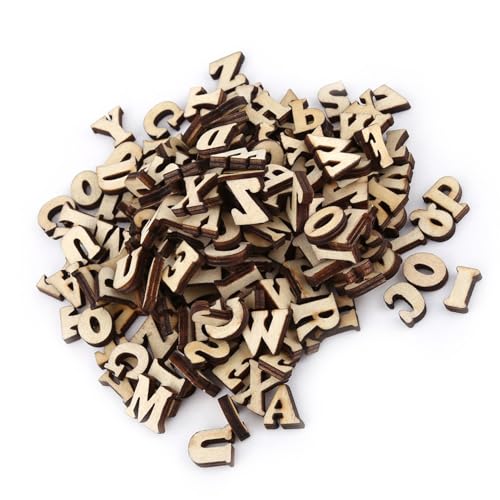 200Pcs Mixed Wooden A-Z Letters 0-9 Numbers Letters, Unpainted Wood DIY Crafts Decorations with Extras Wall Decor for Wall Alphabet Wooden (English Letter Design) von cardyven