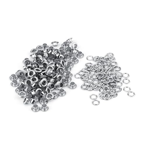 Metall -Grommeten, 100pcs 5mm Loch Grommet -Öketten -Kit für Leder -Handwerkskartendekoration (Silber) von cardyven
