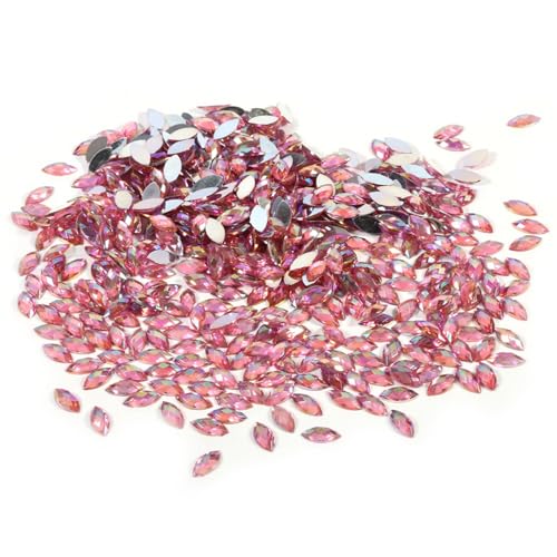 Pferdesaugen -Acryl, 500pcs 7x15mm flacher Rückenkristall Acryl für Kleidungskleiddekoration (Hellrosa) von cardyven