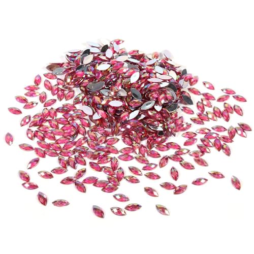 Pferdesaugen -Acryl, 500pcs 7x15mm flacher Rückenkristall Acryl für Kleidungskleiddekoration (Rosenrot) von cardyven