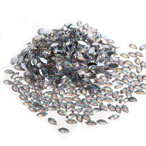 Pferdesaugen -Acryl, 500pcs 7x15mm flacher Rückenkristall Acryl für Kleidungskleiddekoration (Weiß) von cardyven