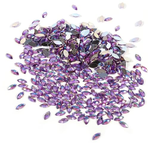 Pferdesaugen -Acryl, 500pcs 7x15mm flacher Rückenkristall Acryl für Kleidungskleiddekoration (hellviolett) von cardyven