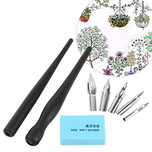 cardyven Manga Pen, Cartoon Comic Dip Set Zeichnung Dip Pen Kit Malkit Tool 2 4.72 In Halter mit 5 Nibs und Radiergummi für Kunst Manga Cartoon Kalligraphie cardyven Manga Pen, Cartoon Comic Dip Set Zeichnung Dip Pen Kit Malkit Tool 2 4.72 In Halter mit 5 Nibs und Radiergummi für Kunst Manga Cartoon Kalligraphie von cardyven