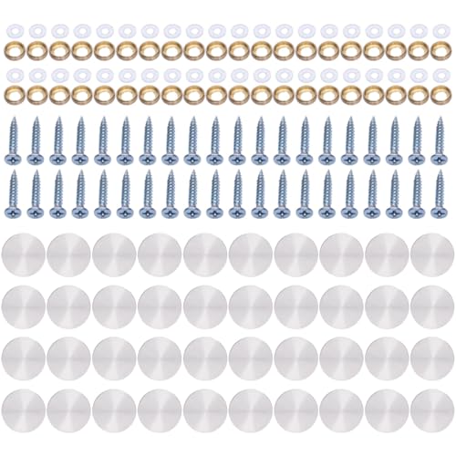 40 Stück Glasschraubkappen Stahl dekorative Abdeckungen Wanddeko Befestigungselemente einfach zu bedienen für Badezimmer & von carotoe