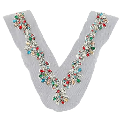 Damen-Strass-Applikationen zum Aufnähen, V-Ausschnitt, Netzstoff, für Hochzeiten, Partys, Brautkleider, Nähflicken Damen-Strass-Applikationen zum Aufnähen, V-Ausschnitt, Netzstoff, für Hochzeiten, Partys, Brautkleider, Nähflicken von carotoe