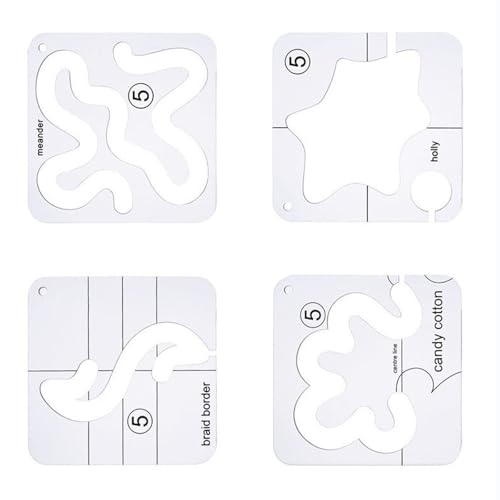 Professionelle Quilt-Vorlagen, transparent, Acryl, Quilt-Lineal, Freemotion, Quilt-Schablonen zum Nähen, Patchwork, 4 Stück von carotoe