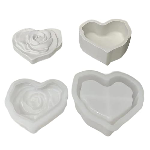 Schmuckbehälter, Silikonform, Epoxidharz, Aufbewahrungsbox für Frauen und Mädchen, Rose, Blume, herzförmige Ornamente von carotoe