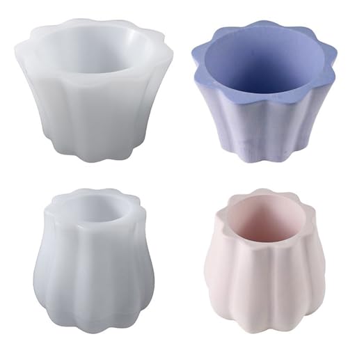 Silikonform mit gewelltem Blumentopf, Blumenvase, Aufbewahrungsbox, Gips, Beton, Formhalter, Kristall, Epoxidharz von carotoe