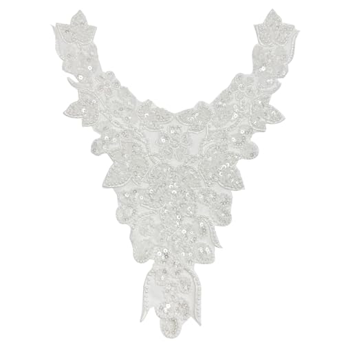 Spitzenstoff Blumenkragen Damen Hochzeitskleid Kragen Pailletten Stickerei Kragen für Kleidung Dekoration von carotoe