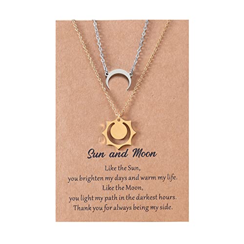 carotoe 2 Stück Paar Halskette Mond Sonne Edelstahl Anhänger Gliederkette Halskette Einfache Beste Freundin Halskette für Frauen Teenager carotoe 2 Stück Paar Halskette Mond Sonne Edelstahl Anhänger Gliederkette Halskette Einfache Beste Freundin Halskette für Frauen Teenager von carotoe