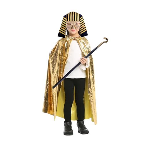carotoe Ägyptisches Kostüm, Halloween, Pharaonen-Kostüm, Pharaonen-Outfit, goldener Umhang, Umhang, Wickeltuch, ägyptische Pharaonen, 1/2 Stück von carotoe