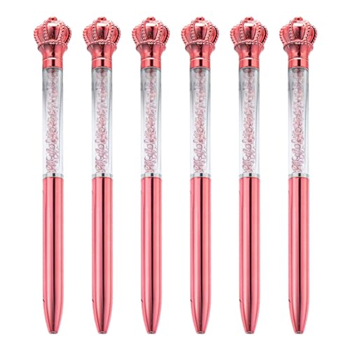 carotoe Kugelschreiber, zum Öffnen und Schließen, Kristall-Strasssteine, 1,0 mm Spitze, glatt zu schreiben, für Büro, 6 Stück von carotoe