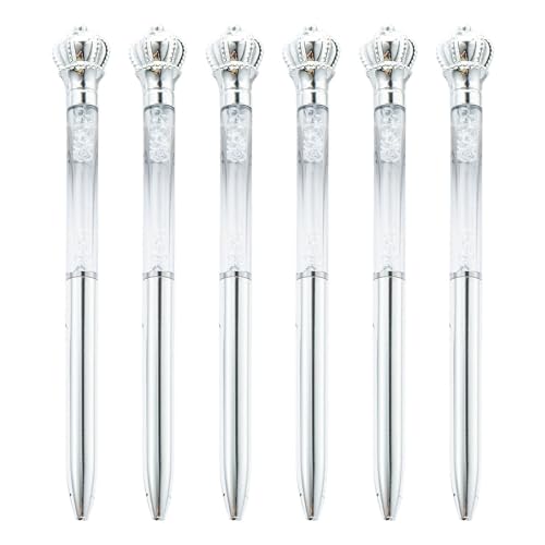 carotoe Kugelschreiber, zum Öffnen und Schließen, Kristall-Strasssteine, 1,0 mm Spitze, glatt zu schreiben, für Büro, 6 Stück von carotoe