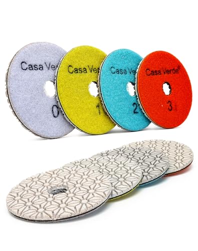 Casaverde Diamant-Polierpads, 4 Stufen, Granit-Diamant-Pads, trocken oder nass für Granit, Marmor, 10,2 cm Casaverde Diamant-Polierpads, 4 Stufen, Granit-Diamant-Pads, trocken oder nass für Granit, Marmor, 10,2 cm von casaverde
