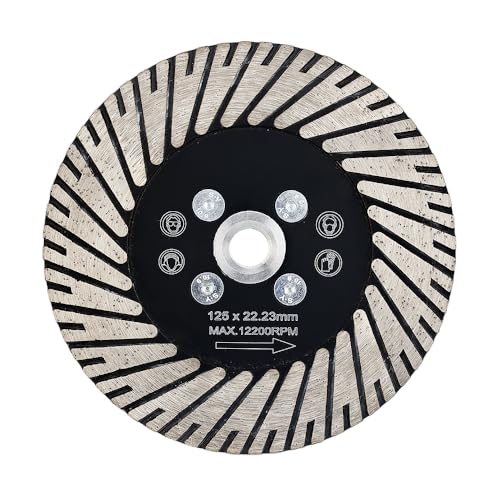 Casaverde Diamant-Turbotrennscheibe 125mm,Stein-Schneidscheibe zum Schneiden und Schleifen von Granit,Quarz und Quarzit,mit M14-Flansch von casaverde