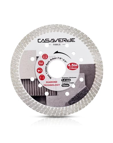 Casaverde Feinsteinzeug Diamantscheibe 115mm für Fliesen,Naturstein,Marmor,Granit,Keramik - Diamanttrennscheibe für Winkelschleifer Casaverde Feinsteinzeug Diamantscheibe 115mm für Fliesen,Naturstein,Marmor,Granit,Keramik - Diamanttrennscheibe für Winkelschleifer von casaverde